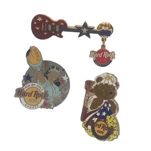 Lake Tahoe HARD ROCK CAFE®HRC PIN 4th OF JULY STARS 2002 GUITAR PENDANT Lot Of 3